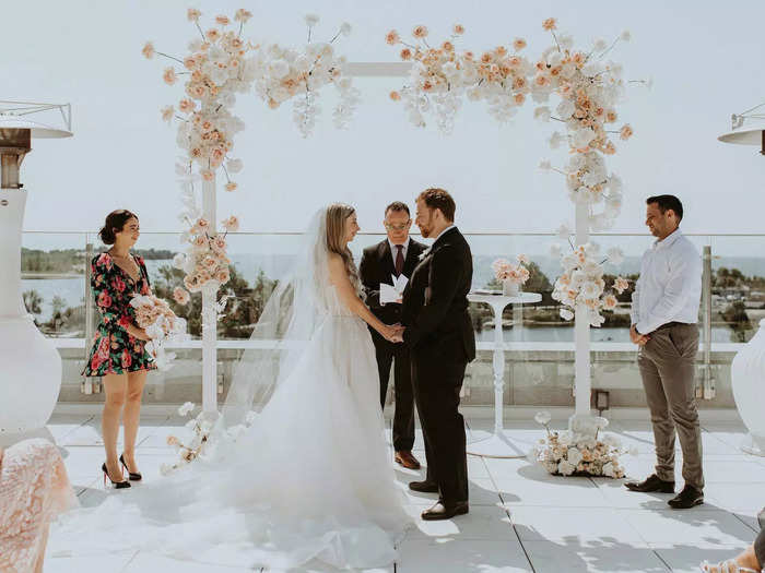 Kaufman and Silverman got married on the rooftop of a hotel.