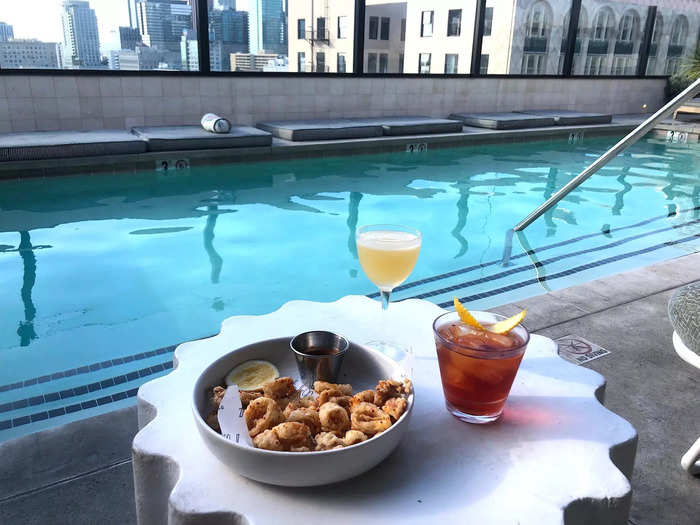 It was a gorgeous California day, so we headed straight for the pool to sip on cocktails and catch some rays.