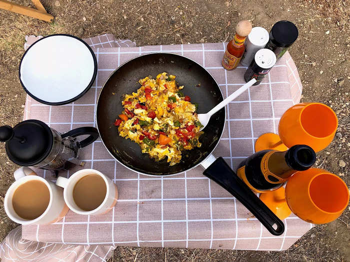 Kristen and I kicked off the morning by making a big scramble, complete with a few mimosas.