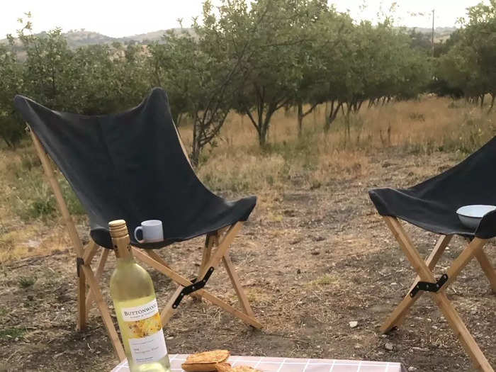 We set the table and dug in, toasting to our first night in the great outdoors.