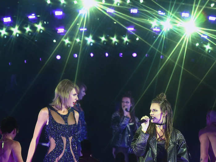 On the same tour, Swift performed in a glittery bodysuit with cutouts.