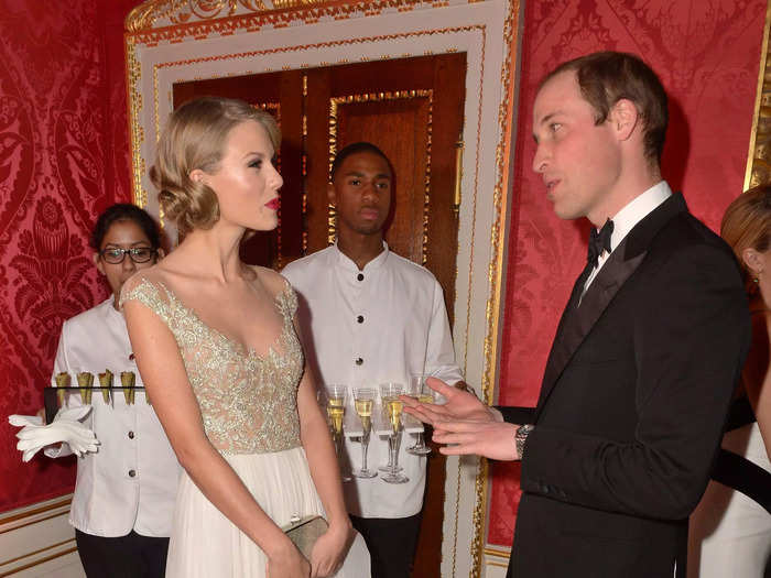 Swift wore a partially sheer dress when she met Prince William at a charity event in 2013.