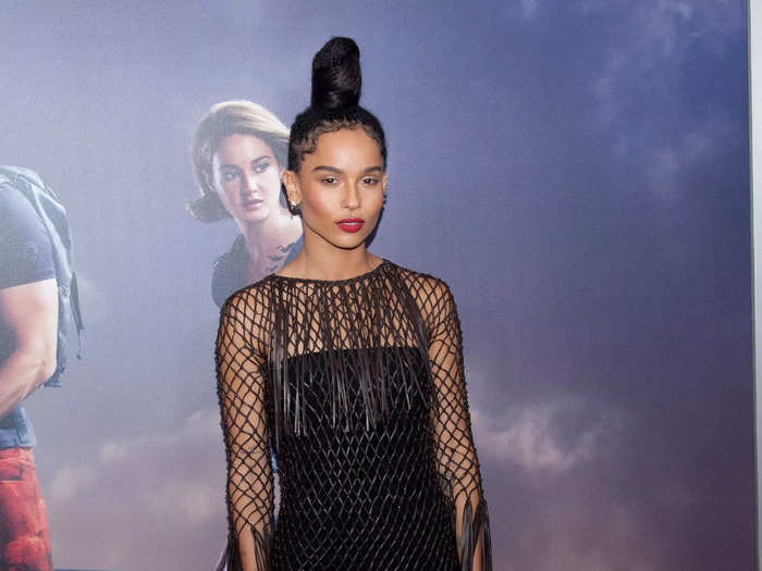 For the "Divergent: Allegiant" premiere in 2016, Kravitz wore a black overlay that featured bold fringe.