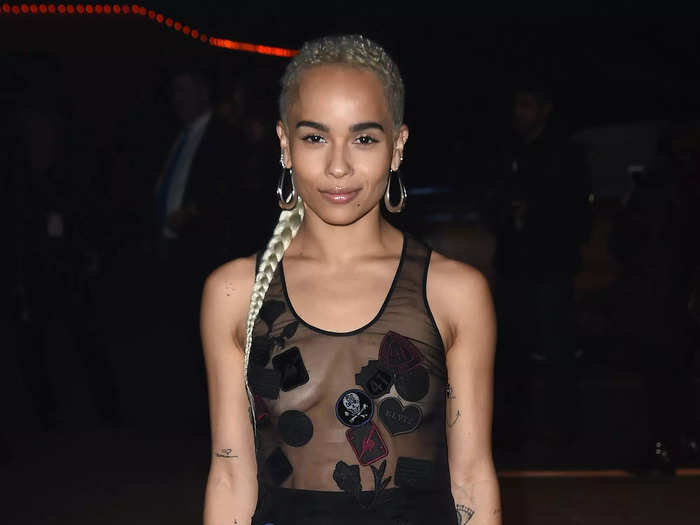 Kravitz wore yet another see-through mesh top while braless for a fashion show in 2016.