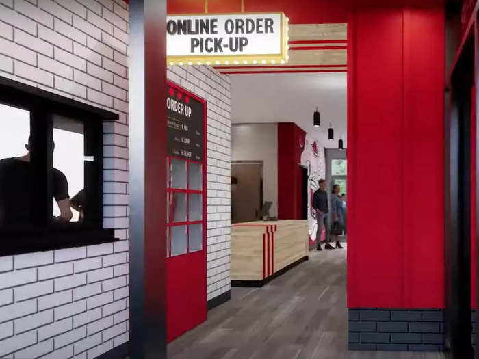 Customers with online orders also have a special entrance to avoid the regular line and get their food.