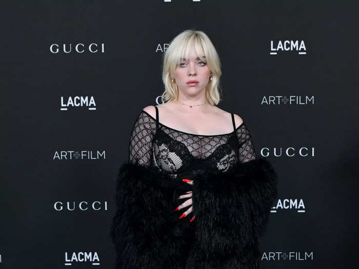 Billie Eilish made a statement in layered sheer tops.