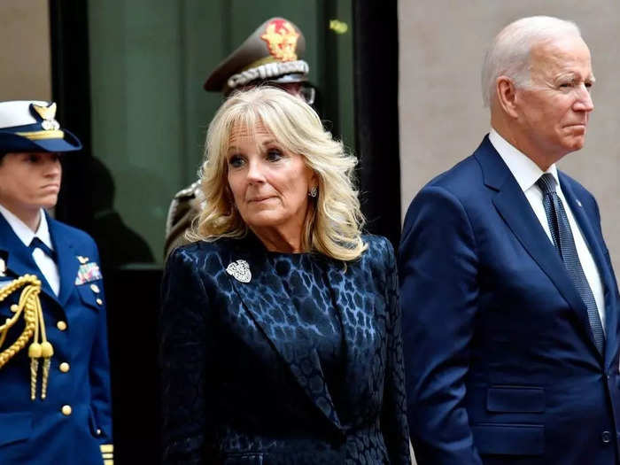 The president and first lady matched in navy again in October 2021.