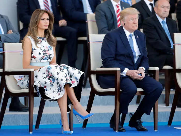 In July 2017, President Donald Trump wore a blue tie that matched first lady Melania Trump