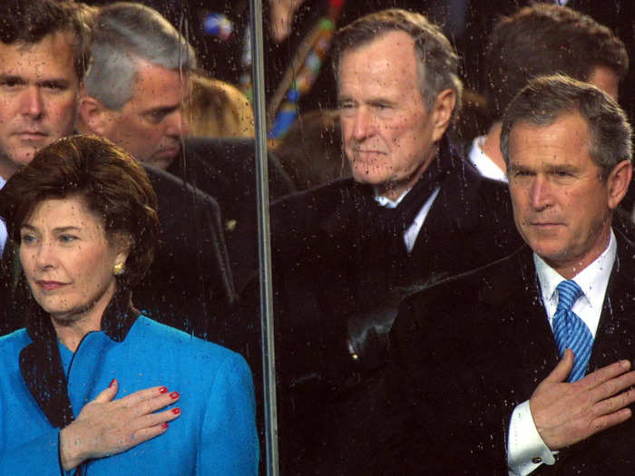 President George W. Bush and Laura Bush wore matching shades of blue to the inauguration in January 2001.