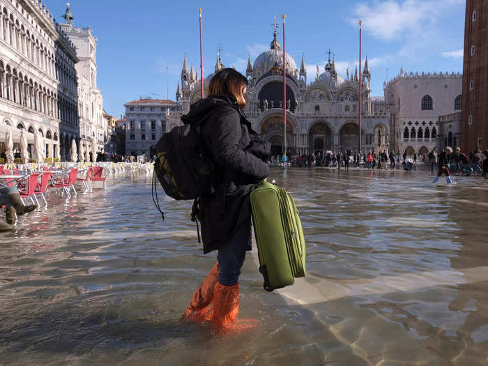 Each year between the months of October and January, sections of Venice experience extreme flooding. The seasonal high tides are known as "acqua alta," or "high water."