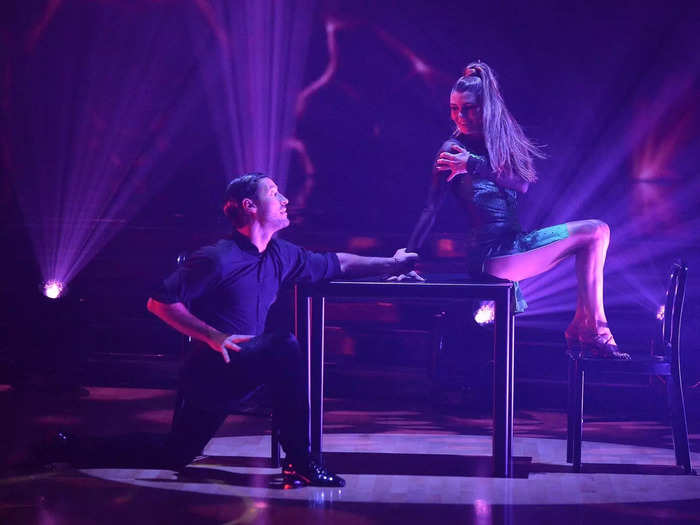 ELIMINATED: Olivia Jade Giannulli scored a solid 36 out of 40 for her Argentine tango to "Any Time, Any Place" with partner Val Chmerkovskiy, but was eliminated.