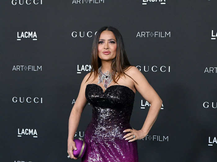 Salma Hayek wowed at the 2021 LACMA Art + Film Gala in an ombré Gucci dress.