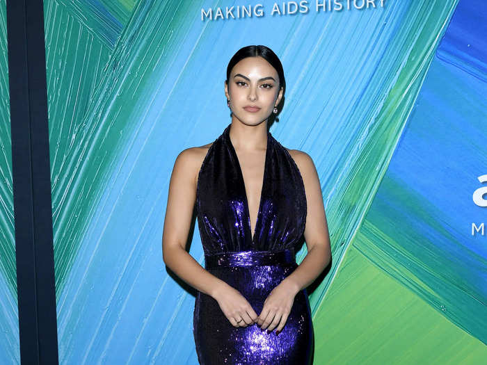 Camila Mendes looked fabulous at the 2021 amfAR gala in a sparkly purple gown.