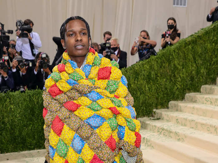 At the Met Gala, A$AP Rocky wore a colorful quilt over the top of an ERL suit.