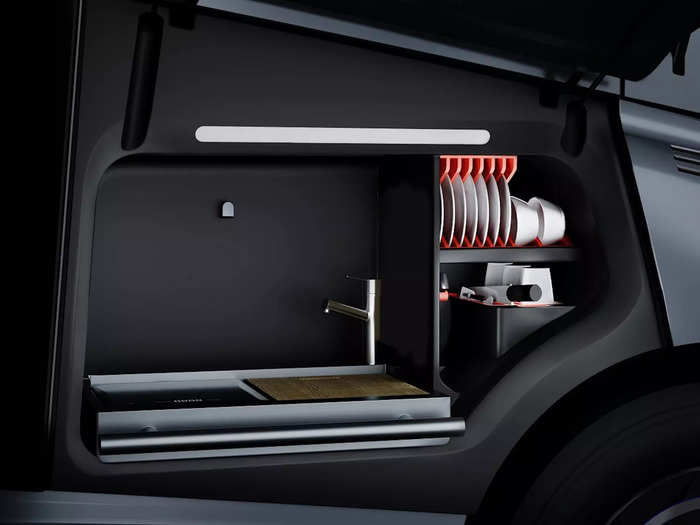 The Homtruck has an exterior kitchen on one side.