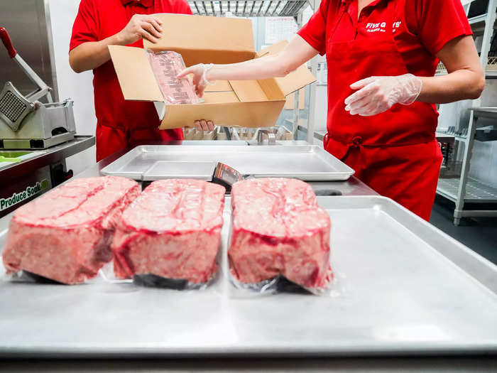 The process begins with inspecting the meat shipment to make sure everything arrived safely and properly sealed.