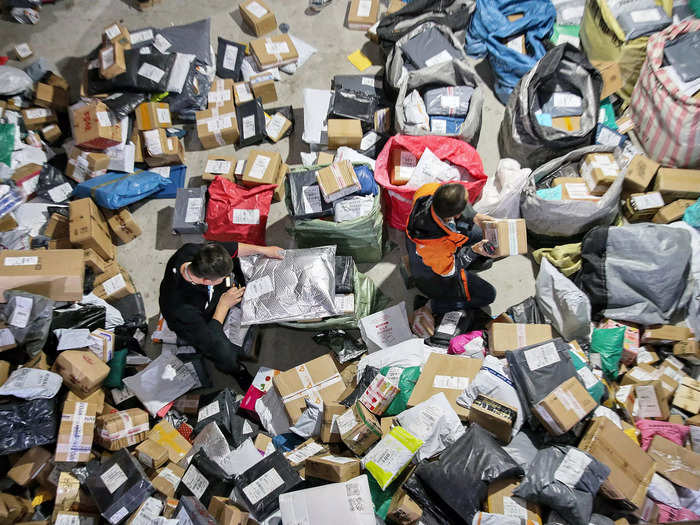 Delivery workers, who are paid around 16 cents per order, have been increasingly overwhelmed by the sheer number of parcels on Singles