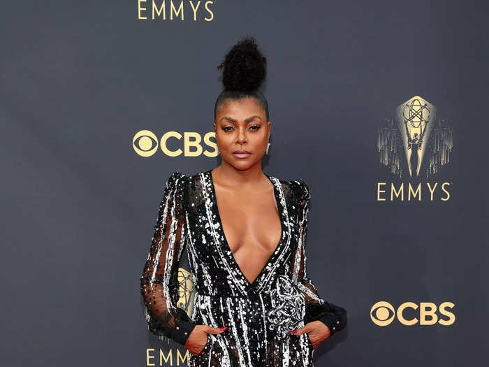 Taraji P. Henson turned heads in this sheer Elie Saab dress with a plunging neckline at the Emmys.