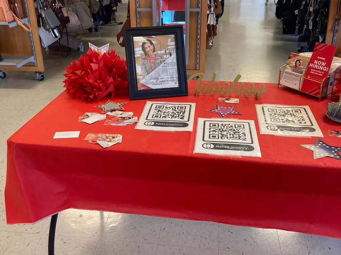 The big standout near the cash registers at the TJ Maxx was the table exhorting prospective workers to sign up for an interview.