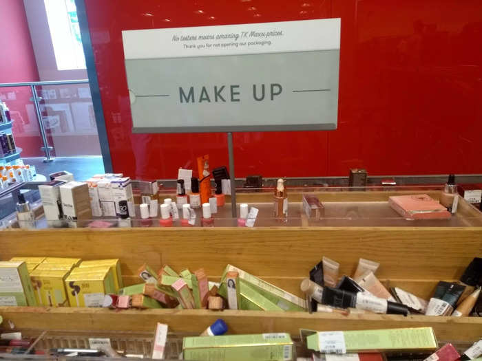 At the TK Maxx, we started off by visiting the health and beauty section. There was a sign saying that there were no testers for the makeup ...