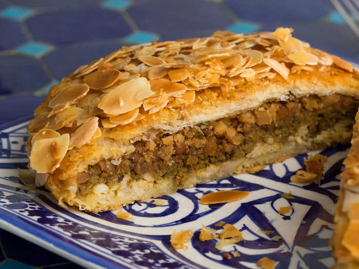 Bisteeya is a Moroccan pie featuring eggs and chicken.