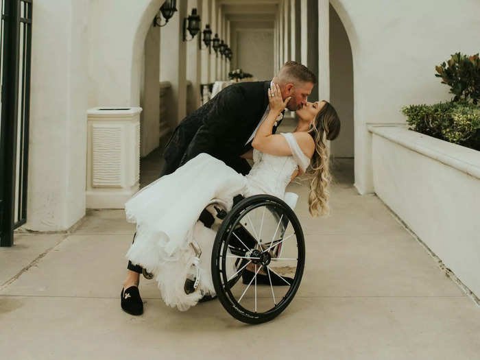 "I was never really nervous to go in as a disabled bride," Hill said of wedding dress shopping.