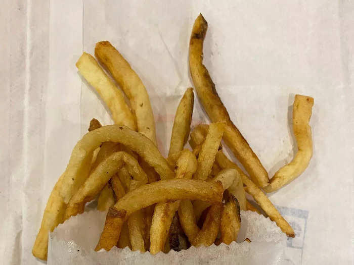 The fries lost all semblance of crispiness and became soggy from the condensation in the bag. They were cold but tasted decent.