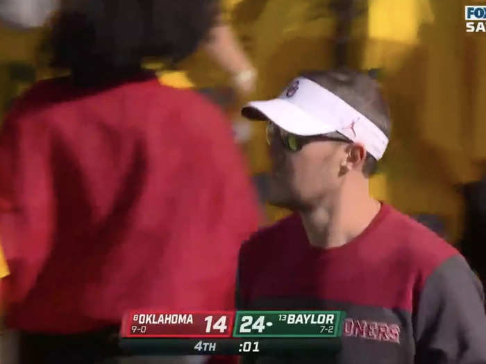 On the sidelines, Sooners head coach Lincoln Riley fumed as Baylor fans rejoiced around him.