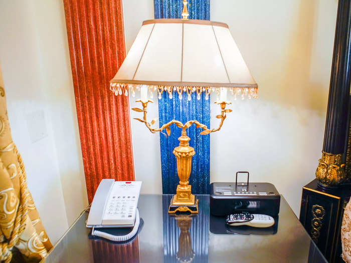 Instead, the main source of lighting came from lamps on the nightstands ...