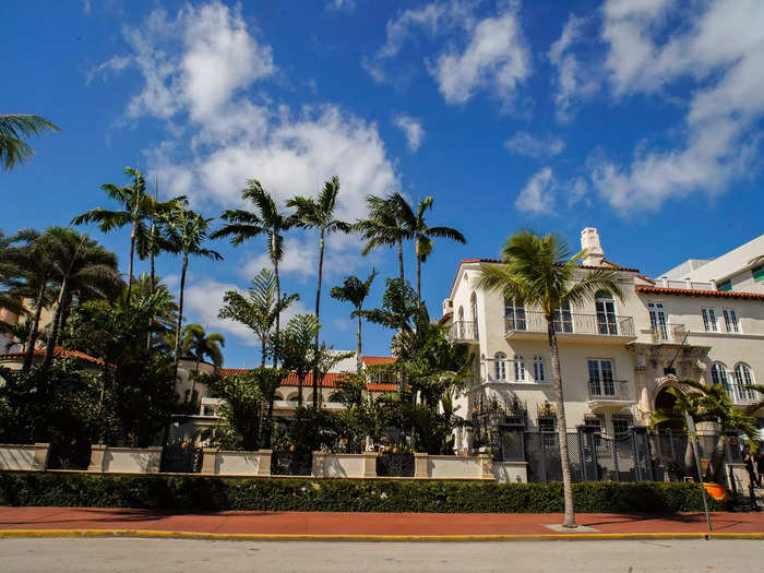 Fashion designer Gianni Versace transformed the mansion in 1992, creating 12 lavish suites to accommodate his family and friends, which included Princess Diana and Elton John, Vanity Fair reports.