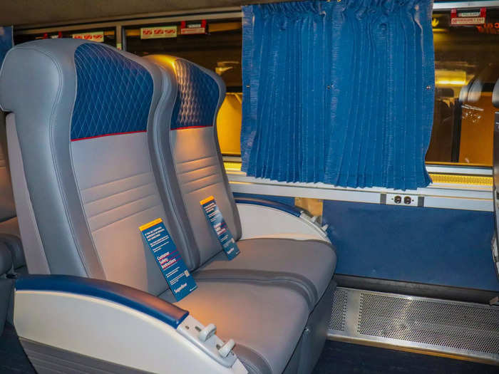 Frequent Northeast Regional travelers will recognize the layout but the long-distance seats offer considerably more legroom. "This is like a 50-inch pitch on an airliner, Roger Harris, Amtrak