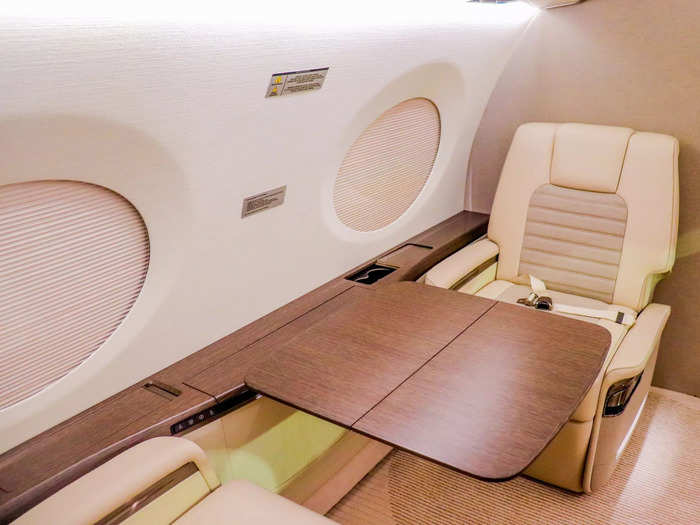 Any of the seats on the aircraft can be made into a bed but the extra length offered in the aircraft allows room for a full-size bed if an owner so chooses.