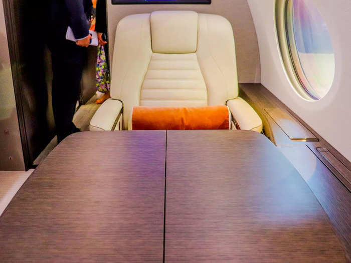 Gulfstream used pressure mapping to design new seats for additional comfort on flights. Seat-backs are also hardshell to reduce the wear and tear on the leather.