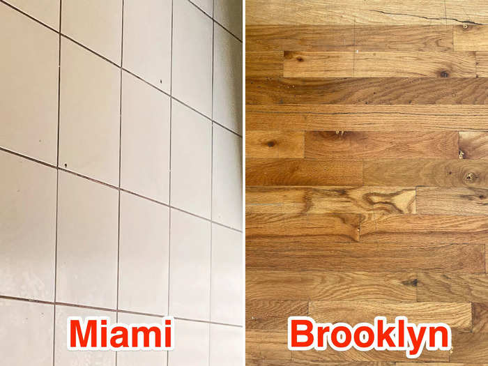 While I was touring the Miami apartment, I noticed that it had tiled floors throughout. While I prefer the wood flooring in my apartment, I thought tiles were a smart option for a humid climate like Miami