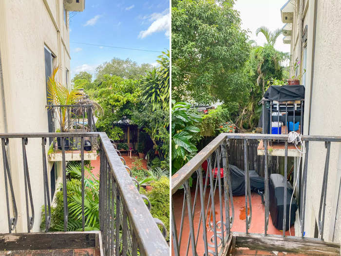 I thought the patio overlooking loads of greenery in the yards below was just large enough for two people to leisurely enjoy.