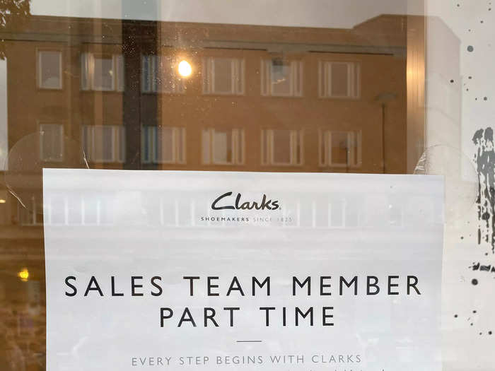 Big brands, such as Clarks shoe shop based in Exeter, were advertising for various jobs and encouraging people to apply via their websites.