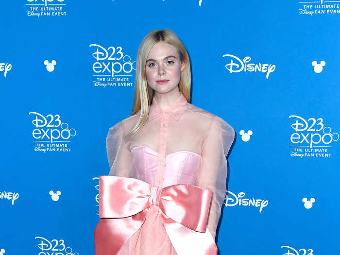 Fanning attended the 2019 D23 Expo in a head-to-toe pink look.