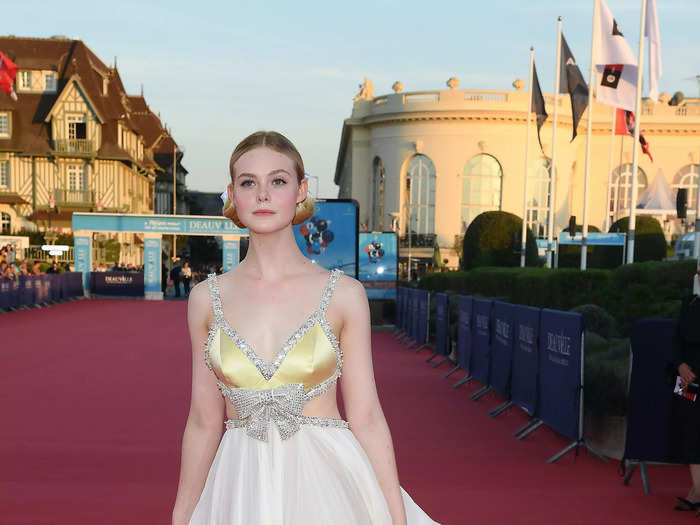 Fanning looked stunning at the 2018 Deauville American Film Festival in a custom Miu Miu dress.