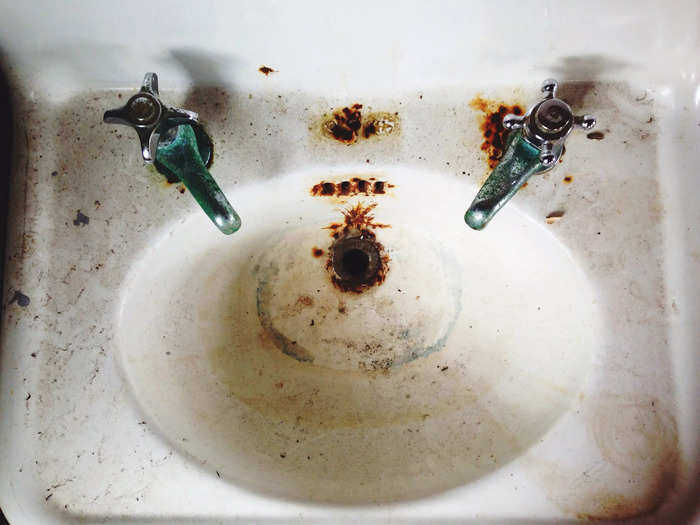 The secret to a sparkling sink are coffee filters, Mills said.