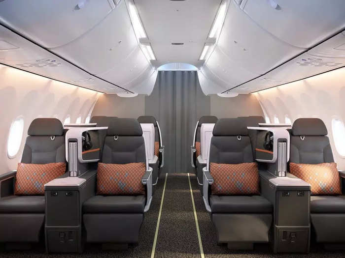 Styled by London-based Factorydesign and manufactured by Northern Ireland-based Thompson Aero Seating, the 10-seat cabin is configured in a 2-2, 1-1, 2-2 pattern, meaning the middle row will only have one seat per side, commonly known as "throne" seats.