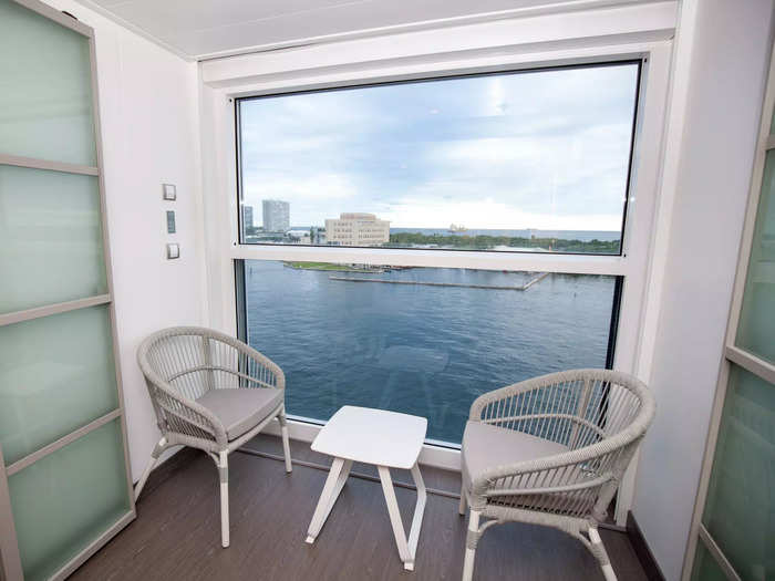 But back to the veranda. Its two lounge chairs and small table created a sanctuary-like space, a peaceful getaway from the ship