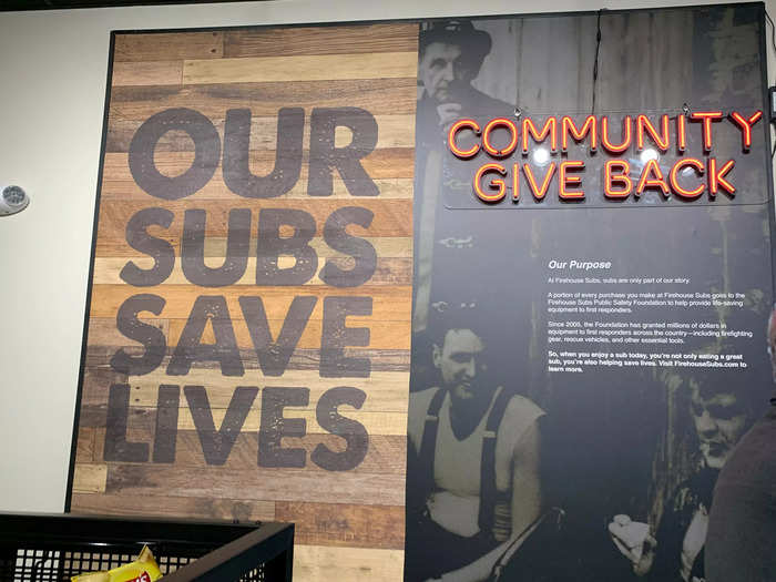 A huge display on the wall emphasizes the theme again, saying "Our subs save lives."