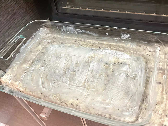 The next day, I took my pasta out of the fridge and buttered my baking dish.