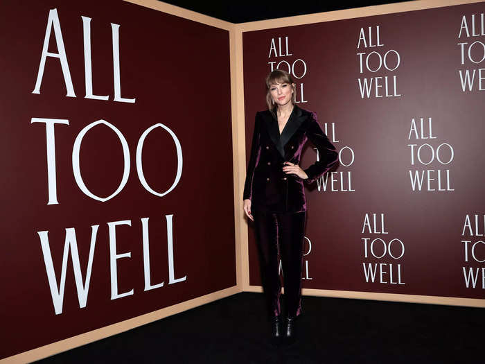 At the 2021 premiere of her short film "All Too Well," Swift again stayed away from her signature gowns.