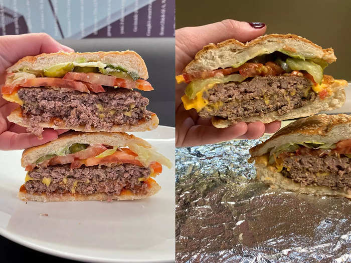 To keep things as equal as possible, we each ordered the same meal and compared item by item, starting with the cheeseburger.