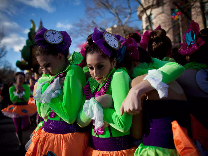 2013: Despite the cold and concerns about the wind, the parade continued as planned.