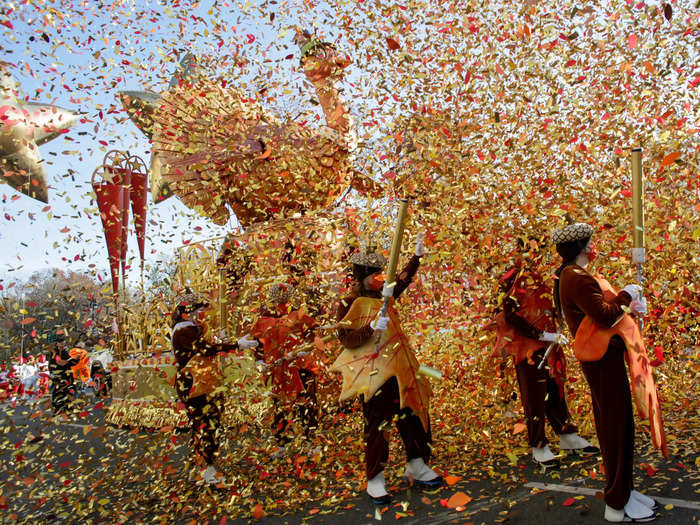 Thousands of people gathered along the NYC parade route to celebrate the full return of the annual helium-filled spectacle.