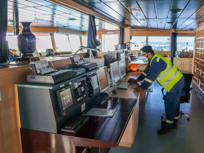 Only two crew members are typically in the bridge while the ship is in open ocean, Mioc said.