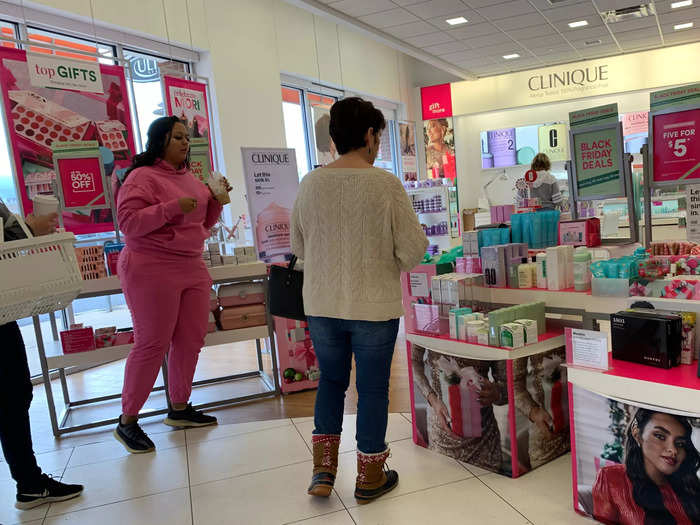 Shoppers were mostly congregating around the front section of the store, where gift sets and other sale items were on display.