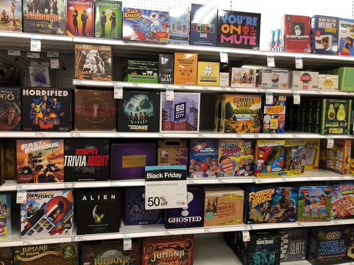 Seeing that board games were 50% off, I texted my coworker, a board game aficionado, to see what he recommended. None of his three recommendations were marked off, but the ones that were seemed to be selling fast.